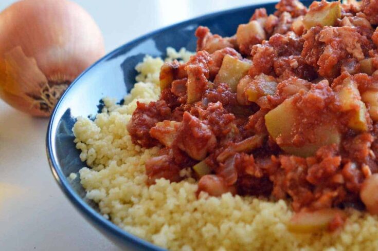 Tender baked courgette chickpeas and mozzarella with a rich red wine tomato sauce