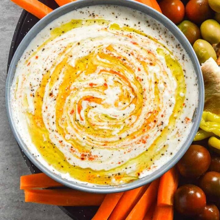 Carrot sticks and spicy feta dip