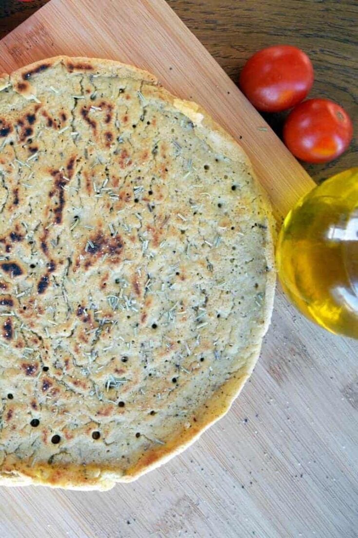 Farinata with olive oil and tomatoes