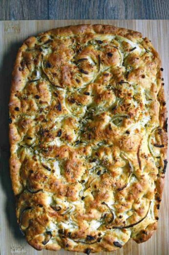 Easy Herbed Garlic Focaccia Bread with Bruschetta Dip - The Fiery ...