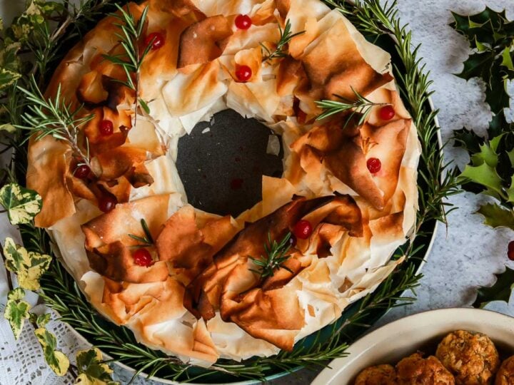 Image for Chestnut, Mushroom & Squash Christmas Filo Wreath Pie