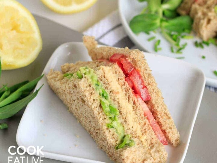 Image for Veggie Triple Decker Sandwich with Easy Avocado Spread & Hummus