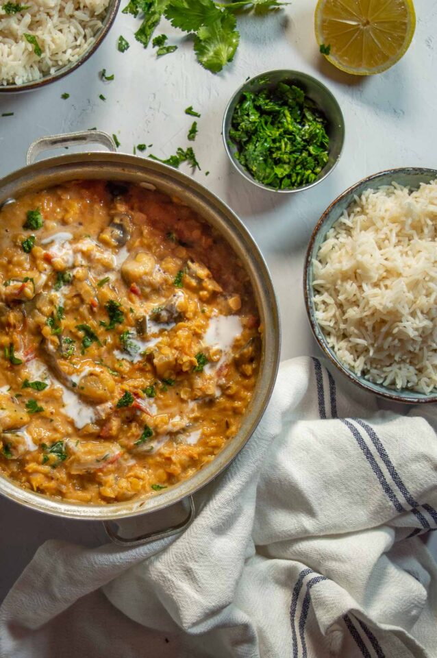 OnePot Eggplant Lentil Curry The Fiery Vegetarian