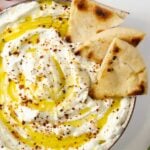 Pinterest pinnable image of garlic labneh.